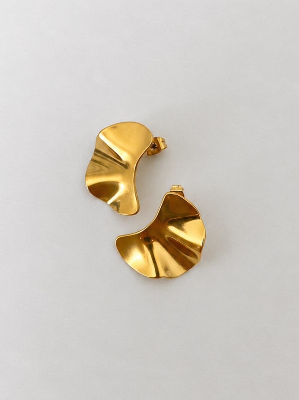 18K Gold Plated Stainless Steel Sculptural Flower Stud Earrings